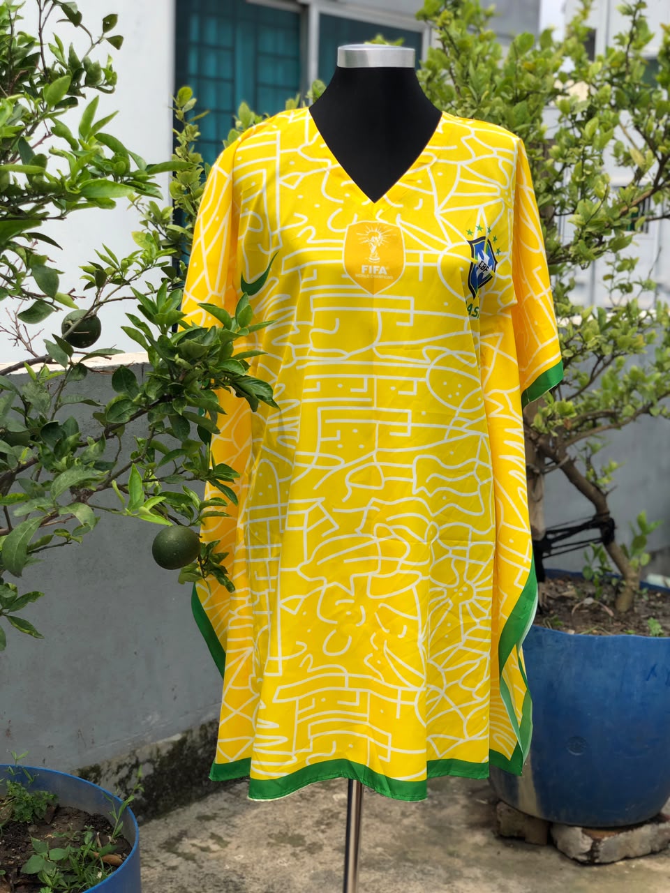 Brazil FIFA 2026 Premium Silk Kaftan – Yellow Fan Edition