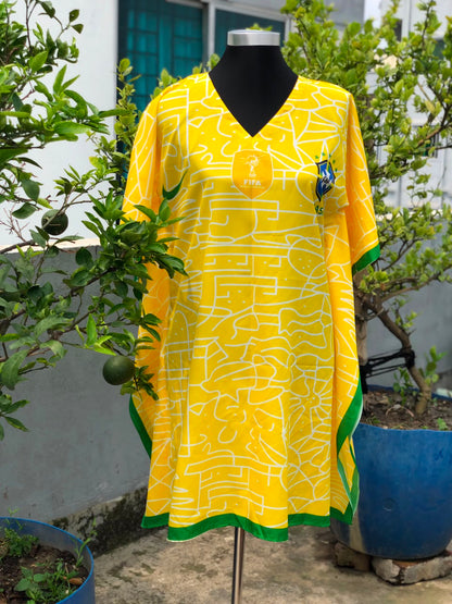 Brazil FIFA 2026 Premium Silk Kaftan – Yellow Fan Edition