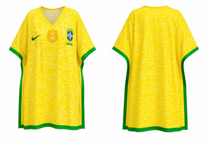 Brazil FIFA 2026 Premium Silk Kaftan – Yellow Fan Edition