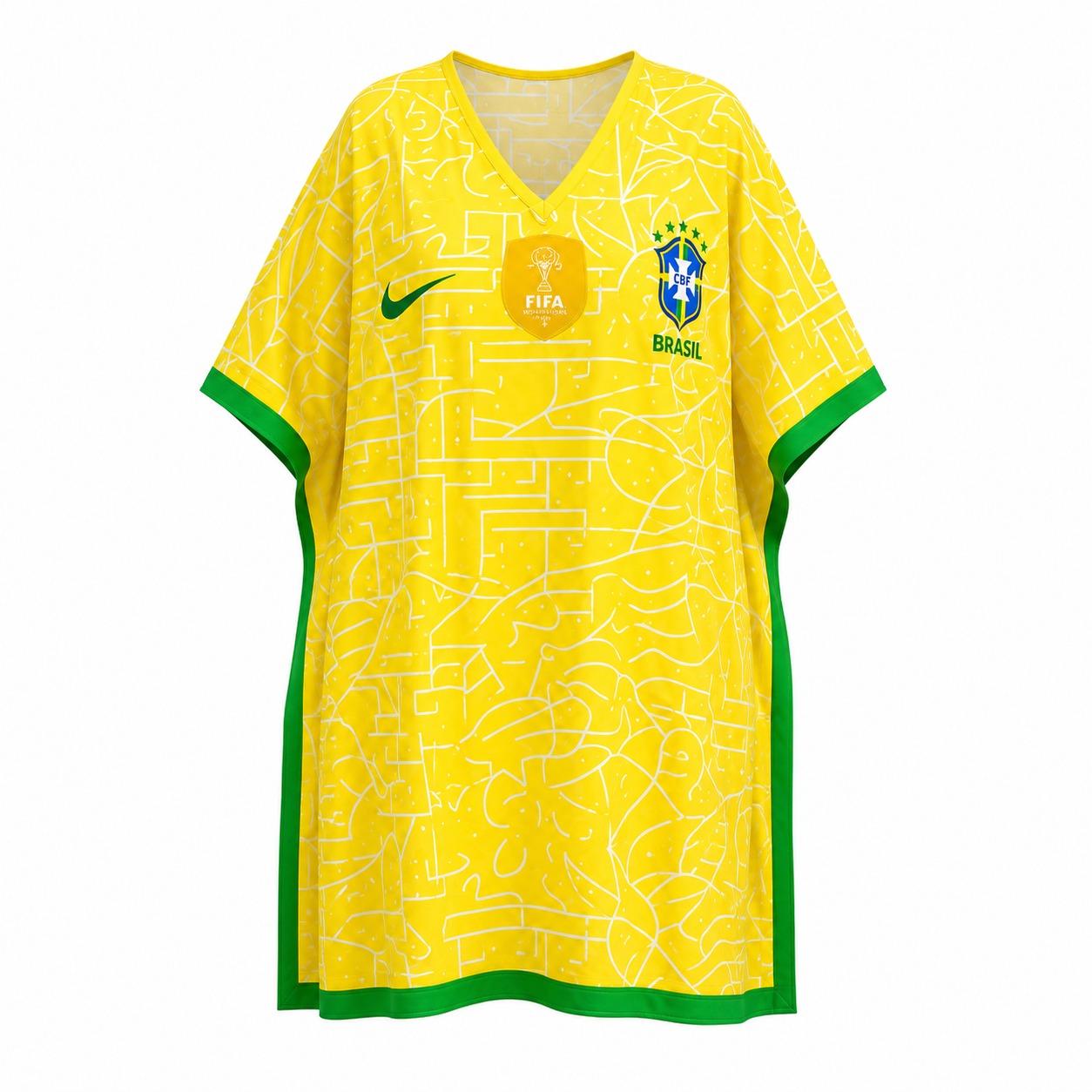 Brazil FIFA 2026 Premium Silk Kaftan – Yellow Fan Edition