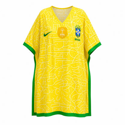 Brazil FIFA 2026 Premium Silk Kaftan – Yellow Fan Edition