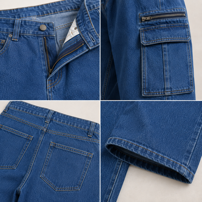 Men's 6-Pocket Wide Leg Cargo Jeans
