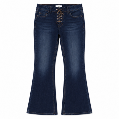 Women's Lace-Up Denim Jeans – Blue | Sizes 26–40