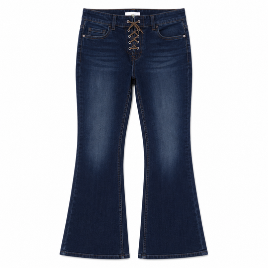 Women's Lace-Up Denim Jeans – Blue | Sizes 26–40