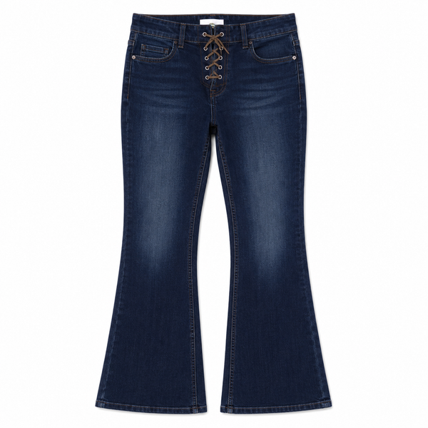 Women's Lace-Up Denim Jeans – Blue | Sizes 26–40