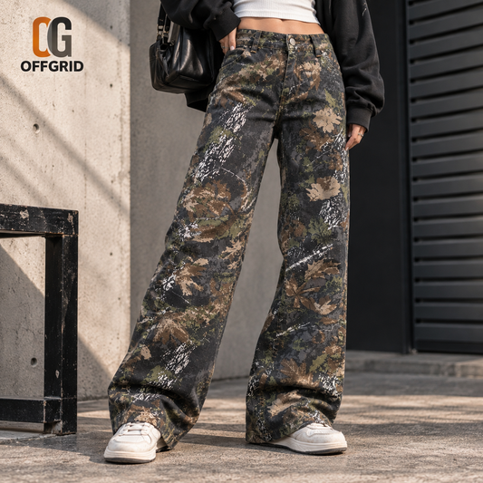 Women's Camouflage Wide-Leg Cargo Pants