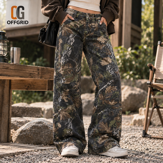 Women's Camouflage Wide-Leg Cargo Pants