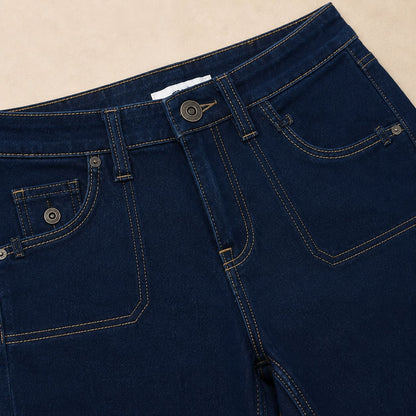 Women's High Rise Flared Royal Blue Jeans