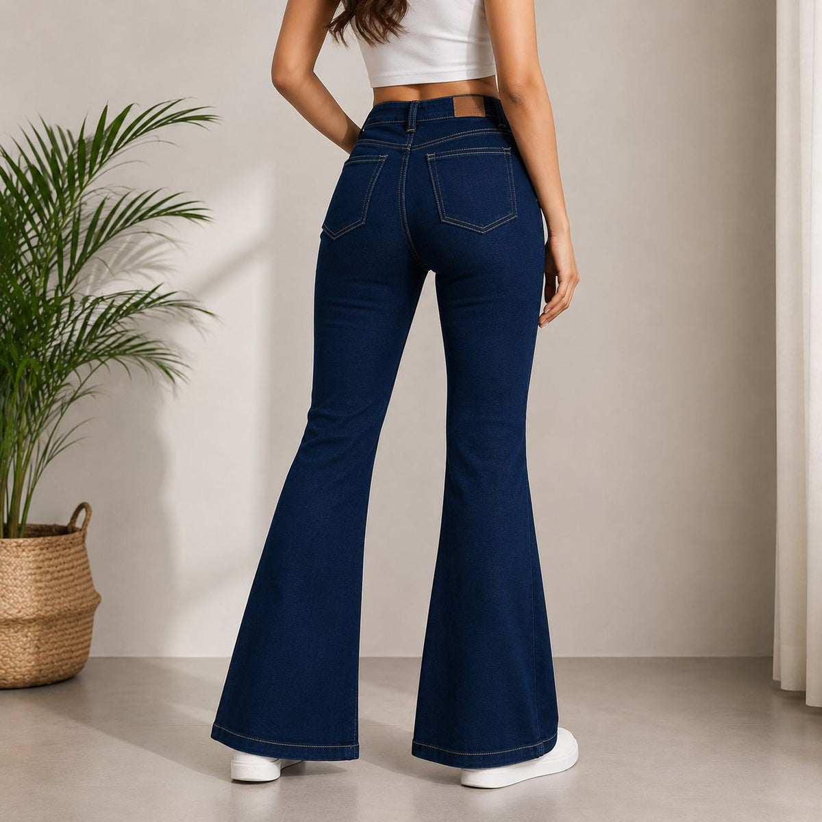 Women's High Rise Flared Royal Blue Jeans