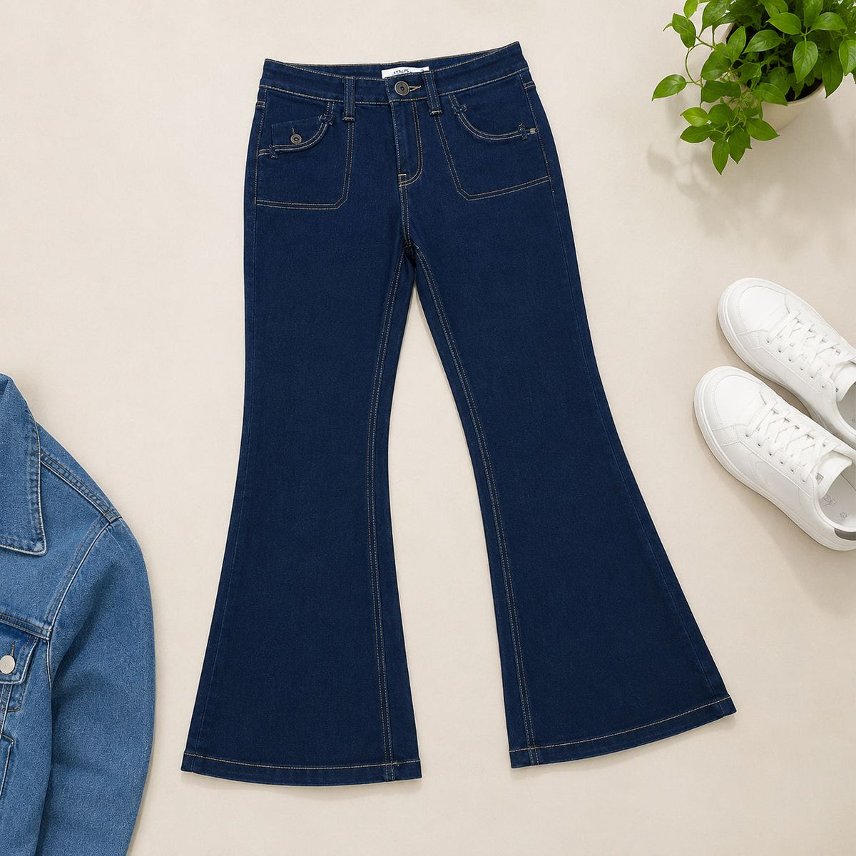 Women's High Rise Flared Royal Blue Jeans